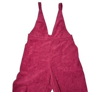 Hurley Womens Corduroy Wide Leg Jumpsuit Burgundy Deep V-Neck Size M Flare